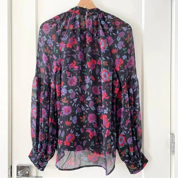 VERONICA BEARD Cicely Silk Floral Print Blouse Size 10 - Picture 5 of 9